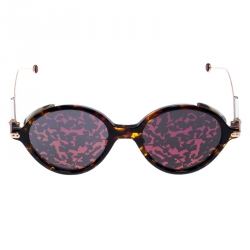 مملوكة مسبقًا Dior Gold Havana / Pink Mirror Leaf DiorUmbrage Round Sunglasses