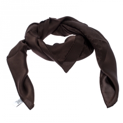 مملوكة مسبقًا Dior Brown Oblique Monogram Silk Square Scarf