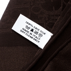 مملوكة مسبقًا Dior Brown Oblique Monogram Silk Square Scarf