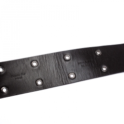 Pre Owned Dior Dark Brown Eyelet Leather and Canvas Adjustable Waist Belt