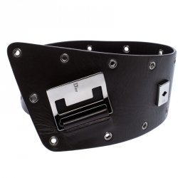 Pre Owned Dior Dark Brown Eyelet Leather and Canvas Adjustable Waist Belt