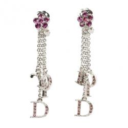 مملوكة مسبقًا Christian Dior Mini Flower Purple Rhinestones Earrings