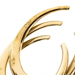 Pre Owned أقراط ديور حلقة طويلة حلية حرف C ذهبية اللون