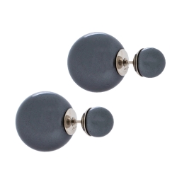 Pre Owned أقراط ديور تريبالز لؤلؤ صناعي رصاصية فضية اللون