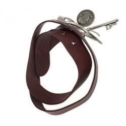 Pre Owned Christian Dior Maroon Leather Medallion Key Motif Belt 80 CM