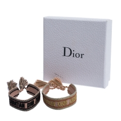 مملوكة مسبقًا Dior J'adior Multicolor Woven Cotton Set of Two Adjustable Tassel Bracelets
