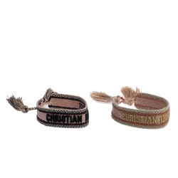 مملوكة مسبقًا Dior J'adior Multicolor Woven Cotton Set of Two Adjustable Tassel Bracelets