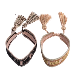 مملوكة مسبقًا Dior J'adior Multicolor Woven Cotton Set of Two Adjustable Tassel Bracelets