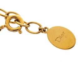 مملوكة مسبقًا Dior Crystal Heart Star Charm Gold Tone Bracelet 