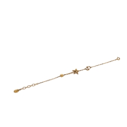 مملوكة مسبقًا Dior Crystal Heart Star Charm Gold Tone Bracelet 