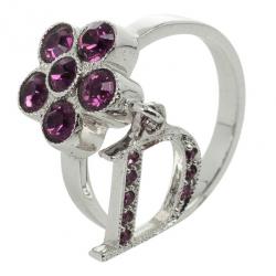 Pre Owned Christian Dior Mini Flower Purple Ring Size 50