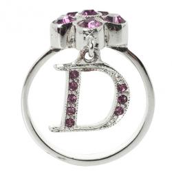 Pre Owned Christian Dior Mini Flower Purple Ring Size 50