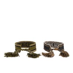 Pre Owned Dior J'adior Multicolor Woven Cotton Set of Two Adjustable Tassel Bracelets