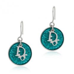 Pre Owned Christian Dior Signature Glitter Blue Earrings