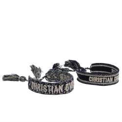 Pre Owned Dior J'adior Multicolor Woven Cotton Set of Two Adjustable Tassel Bracelets