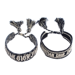 Pre Owned Dior J'adior Multicolor Woven Cotton Set of Two Adjustable Tassel Bracelets