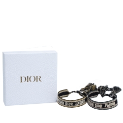 Pre Owned Dior J'adior Multicolor Woven Cotton Set of Two Adjustable Tassel Bracelets