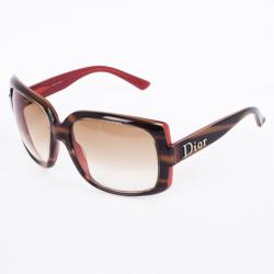 Pre Owned Dior 60'S 1 Tortoise & Red Frame Square Women Sunglasses