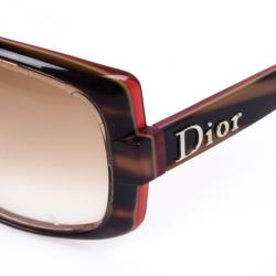 Pre Owned Dior 60'S 1 Tortoise & Red Frame Square Women Sunglasses