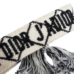 Pre Owned Dior J'adior White & Black Woven Fabric Adjustable Tassel Bracelet