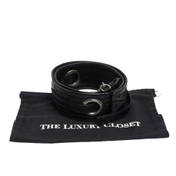 Pre Owned Dior Black Cannage Leather Grommet Waist Belt 85CM