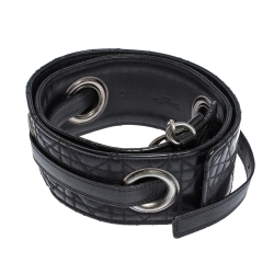 Pre Owned Dior Black Cannage Leather Grommet Waist Belt 85CM