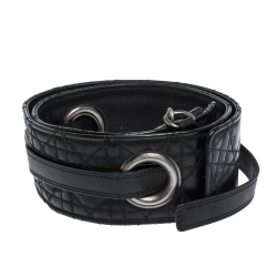 Pre Owned Dior Black Cannage Leather Grommet Waist Belt 85CM