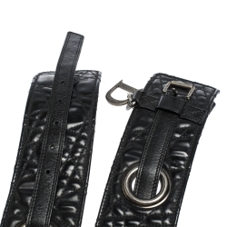 Pre Owned Dior Black Cannage Leather Grommet Waist Belt 85CM
