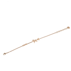 Pre Owned Dior Crystal Diorable Lion Rose Gold Tone Chain Link Bracelet