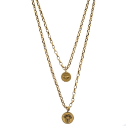 Pre Owned Dior Aged Gold Tone Amulettes d'Amour Layered Necklace