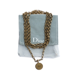 Pre Owned Dior Aged Gold Tone Amulettes d'Amour Layered Necklace