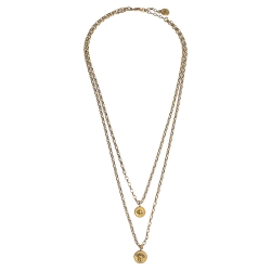 Pre Owned Dior Aged Gold Tone Amulettes d'Amour Layered Necklace