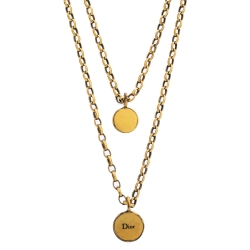 Pre Owned Dior Aged Gold Tone Amulettes d'Amour Layered Necklace