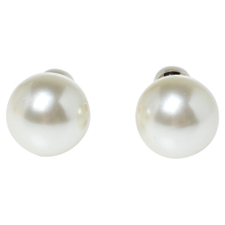 مملوكة مسبقًا Dior Tribales Faux Pearl Gold Tone Metal Stud Earrings