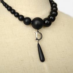 Pre Owned Christian Dior Black Beads Resin Necklace