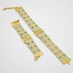 مملوكة مسبقًا Dior Cream Bracelet and Collar with Golden Details