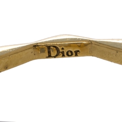 Pre Owned خاتم ديور كريستال ذهبي اللون بالشعار مقاس متوسط - ميديوم