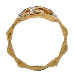 Pre Owned خاتم ديور كريستال ذهبي اللون بالشعار مقاس متوسط - ميديوم