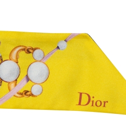 مملوكة مسبقًا Dior Yellow Jewel Print Silk Bandeau Scarf