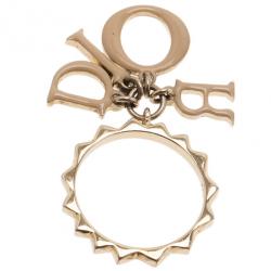 مملوكة مسبقًا Dior Letters Charm Beige Enamel Gold Tone Ring Size 52.5