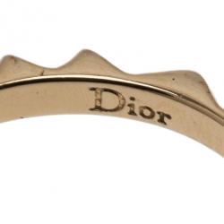 مملوكة مسبقًا Dior Letters Charm Beige Enamel Gold Tone Ring Size 52.5