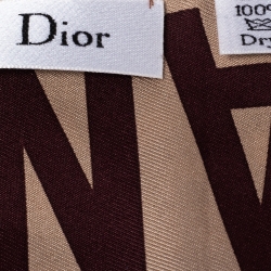 Pre Owned Dior Burgundy & Beige Oblique Silk Bandeau Scarf
