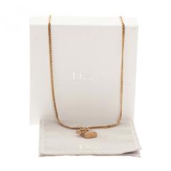 Pre Owned Dior Lock Crystal Pendant Necklace