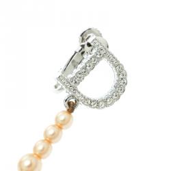مملوكة مسبقًا Dior Couture Cream Faux Pearl Enamel Silver Tone Long Earrings