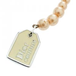 مملوكة مسبقًا Dior Couture Cream Faux Pearl Enamel Silver Tone Long Earrings