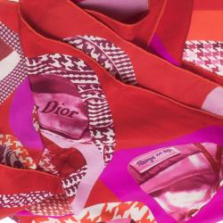 Pre Owned Dior Pink Printed Passage No 84 Square Scarf