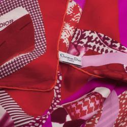 Pre Owned Dior Pink Printed Passage No 84 Square Scarf