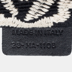 Pre Owned Dior Black/White Embroidered Canvas Waist Belt