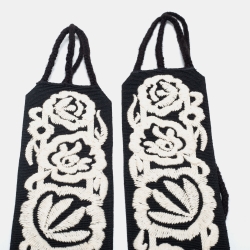 Pre Owned Dior Black/White Embroidered Canvas Waist Belt