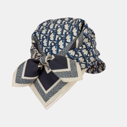 Pre Owned Dior Navy Blue Oblique Silk Visor